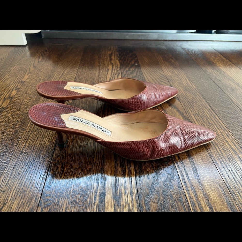 Manolo Blahnik snake skin shoes